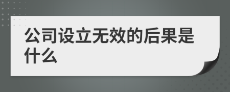 公司设立无效的后果是什么