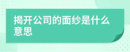 揭开公司的面纱是什么意思