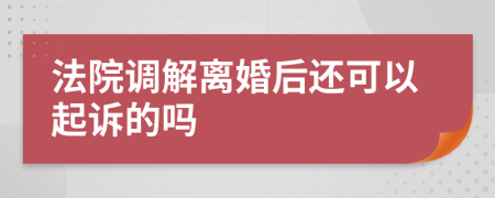 法院调解离婚后还可以起诉的吗