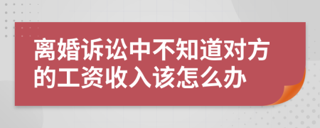 离婚诉讼中不知道对方的工资收入该怎么办