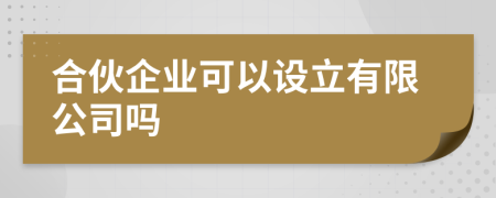 合伙企业可以设立有限公司吗