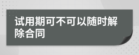 试用期可不可以随时解除合同