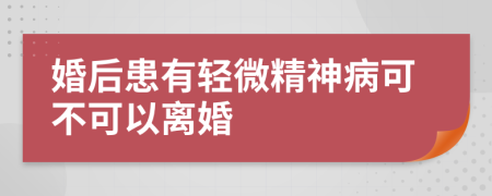 婚后患有轻微精神病可不可以离婚