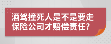 酒驾撞死人是不是要走保险公司才赔偿责任?