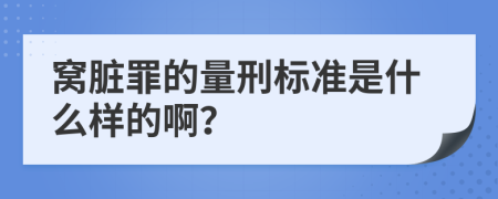 窝脏罪的量刑标准是什么样的啊？