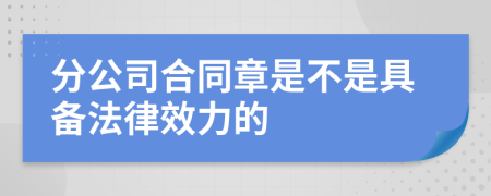 分公司合同章是不是具备法律效力的