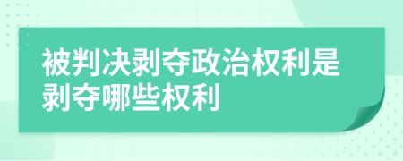 被判决剥夺政治权利是剥夺哪些权利