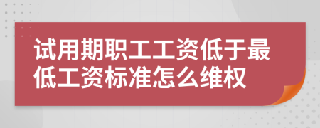 试用期职工工资低于最低工资标准怎么维权