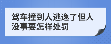 驾车撞到人逃逸了但人没事要怎样处罚