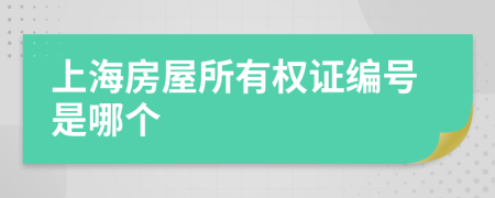 上海房屋所有权证编号是哪个