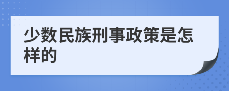 少数民族刑事政策是怎样的