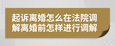 起诉离婚怎么在法院调解离婚前怎样进行调解