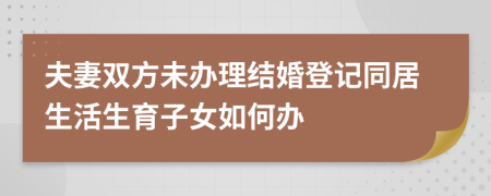 夫妻双方未办理结婚登记同居生活生育子女如何办