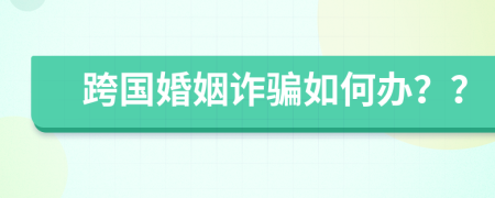 跨国婚姻诈骗如何办？？