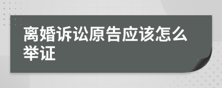 离婚诉讼原告应该怎么举证