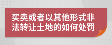 买卖或者以其他形式非法转让土地的如何处罚