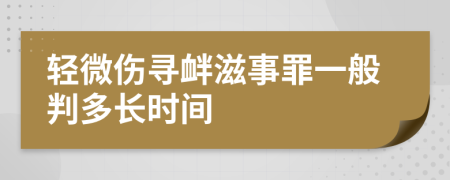 轻微伤寻衅滋事罪一般判多长时间