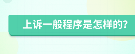 上诉一般程序是怎样的？