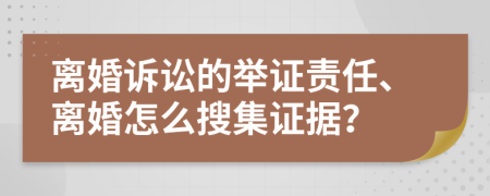 离婚诉讼的举证责任、离婚怎么搜集证据？