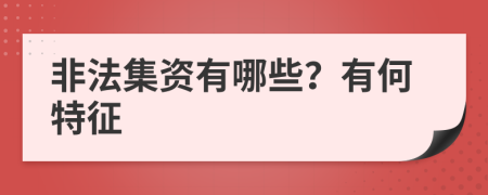 非法集资有哪些？有何特征