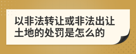 以非法转让或非法出让土地的处罚是怎么的