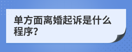 单方面离婚起诉是什么程序？