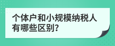 个体户和小规模纳税人有哪些区别？