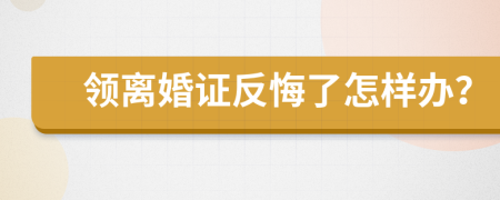 领离婚证反悔了怎样办？