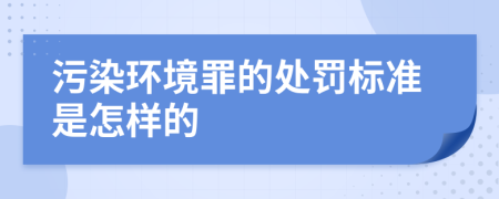 污染环境罪的处罚标准是怎样的