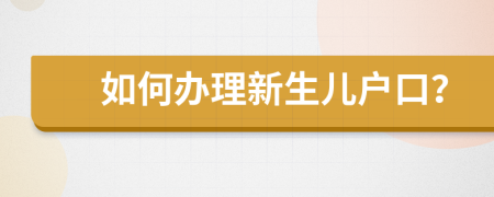 如何办理新生儿户口？