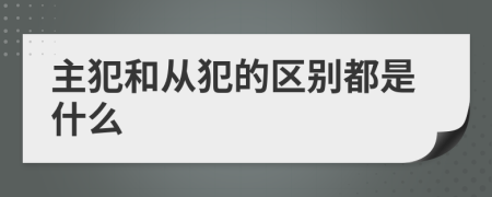 主犯和从犯的区别都是什么