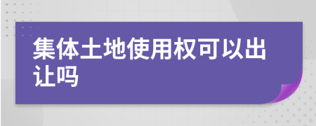 集体土地使用权可以出让吗