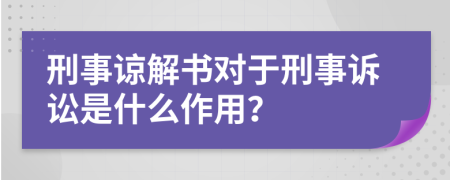 刑事谅解书对于刑事诉讼是什么作用？