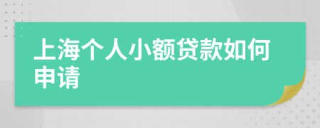 上海个人小额贷款如何申请