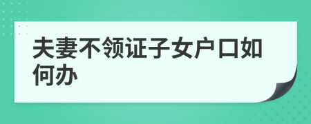 夫妻不领证子女户口如何办
