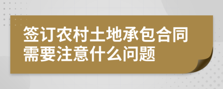 签订农村土地承包合同需要注意什么问题