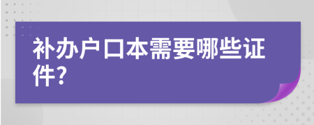 补办户口本需要哪些证件?