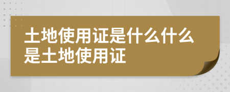 土地使用证是什么什么是土地使用证