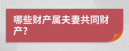 哪些财产属夫妻共同财产？