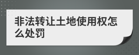 非法转让土地使用权怎么处罚