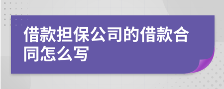 借款担保公司的借款合同怎么写