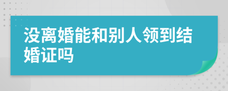 没离婚能和别人领到结婚证吗