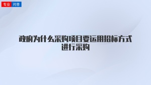 政府为什么采购项目要运用招标方式进行采购