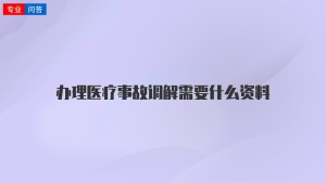 办理医疗事故调解需要什么资料