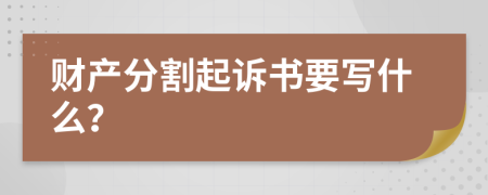 财产分割起诉书要写什么？