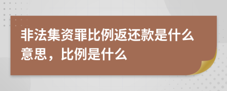 非法集资罪比例返还款是什么意思，比例是什么