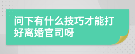 问下有什么技巧才能打好离婚官司呀