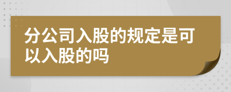 分公司入股的规定是可以入股的吗