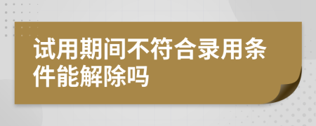 试用期间不符合录用条件能解除吗