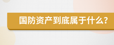 国防资产到底属于什么？